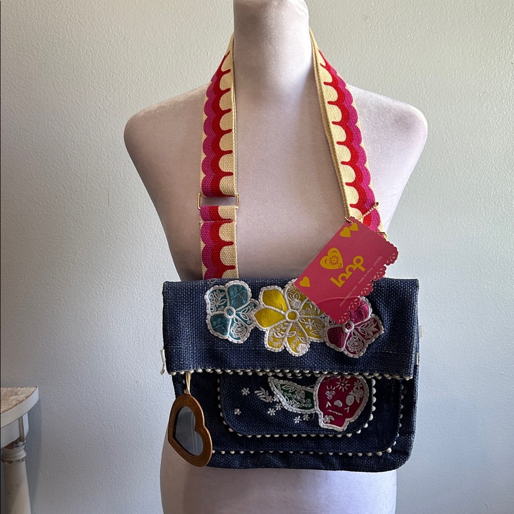 [loop NYC]Colorful Floral Denim Crossbody Bag - NWT